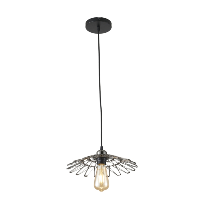 Pendente Nordecor Ollin Aramado 1L E27 Preto 300mm 2600