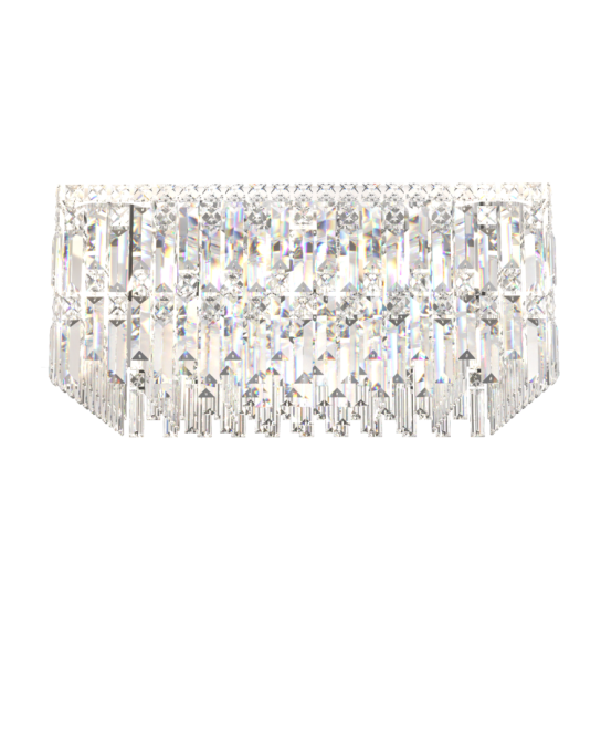 Plafon DNA Lustres Crow Inox e Cristais Transparentes 17L G9 800x800mm IN-QU80-PLACAS