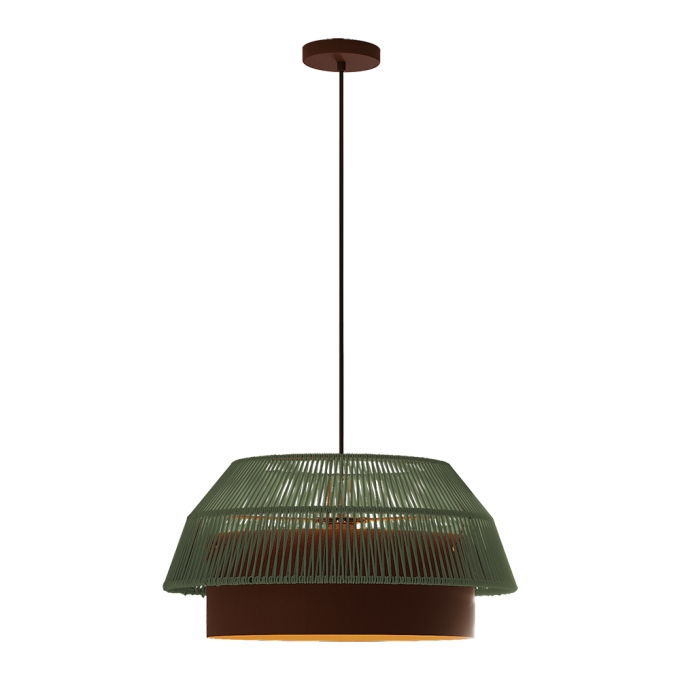 Pendente Blumenau Gaia Aço Marrom Gold e Fio de Algodão Verde 1L E27 Ø530x240mm 875900-71