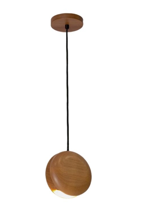 Pendente Nova Home Mini Oyster Madeira Jequitibá 1L G9 Ø150X80mm 3138