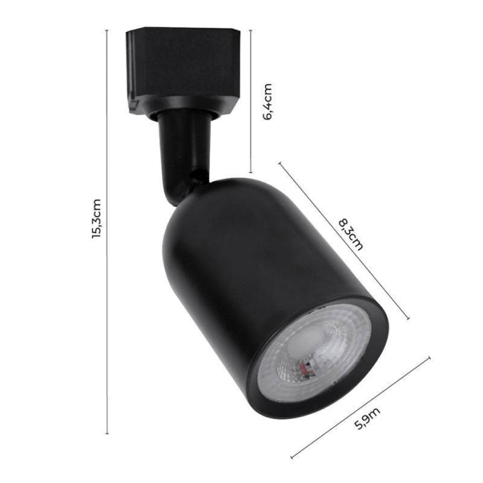 Spot para Trilho Nordecor 7 watts 4000K Preto Ø59x83mm 6129
