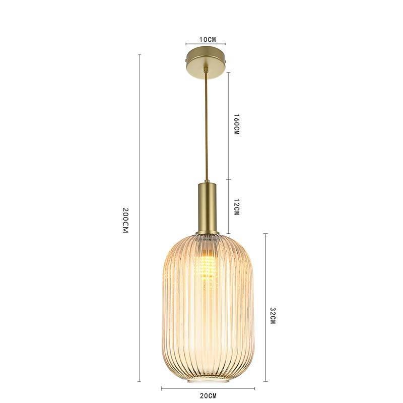 Pendente Nordecor Canne Vis 1L E27 Ouro Champagne 320x200mm 2914