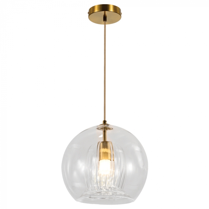 Pendente Sindora 1L E27 Metal Bronze e Vidro Transparente Ø200mm DCD04059