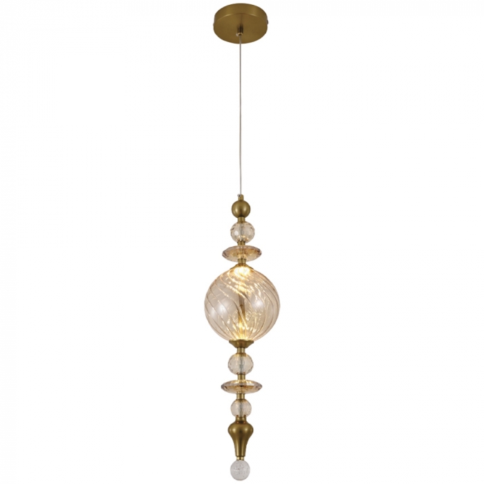 Pendente Sindora 6 watts 3000K Metal Bronze e Vidro Conhaque 150x590mm DCD04014