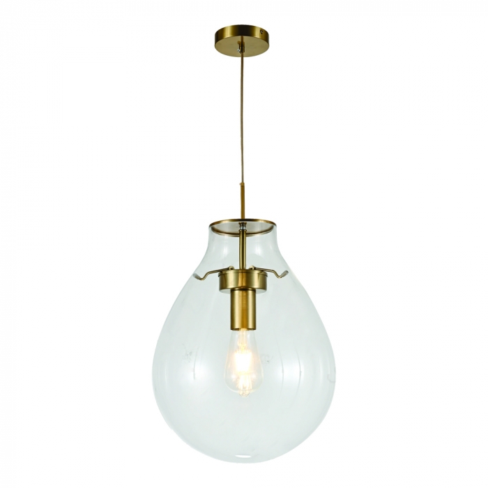 Pendente Sindora 1L E27 Bivolt Metal Bronze e Vidro Transparente Ø300x400mm DCD04130