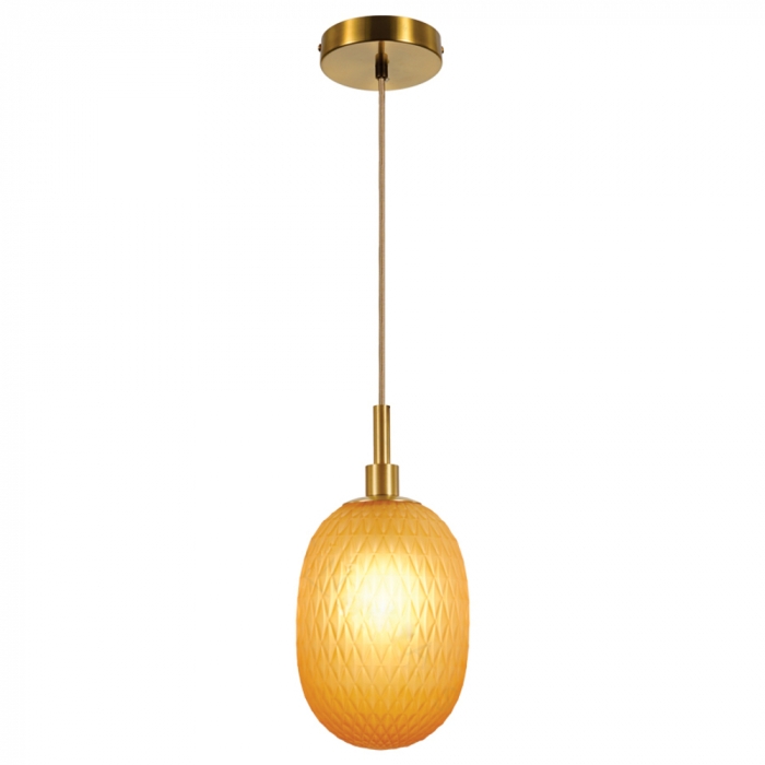 Pendente Sindora 1L E14 Metal Bronze e Vidro Âmbar 120x250mm DCD04089