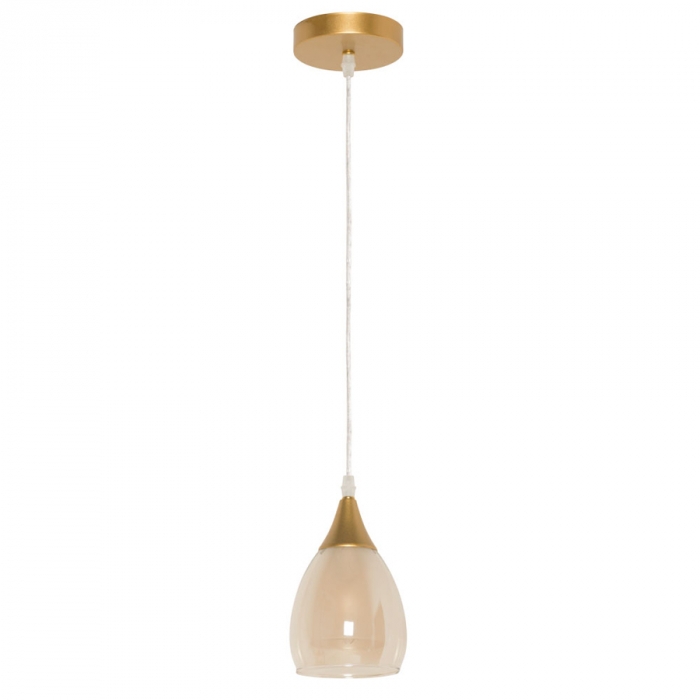 Pendente Biancoluce Avulso Tulip Dourado Metal e Vidro 1L E14 Ø120mm PB012/1 DO  