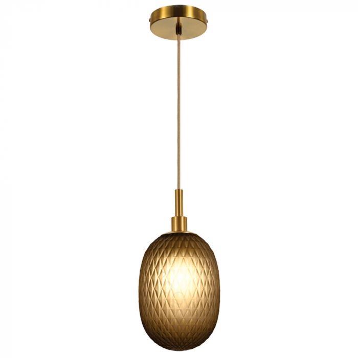 Pendente Sindora 1L E14 Metal Bronze e Vidro Fumê 150x300mm DCD04094
