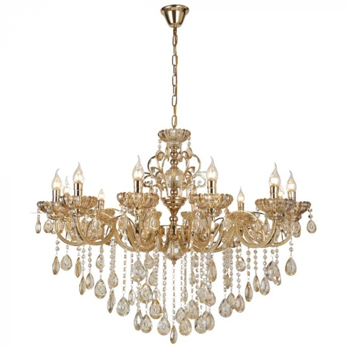 Pendente Sindora Metal Dourado e Cristal Âmbar 8L E14 750x800mm DCD00409-8