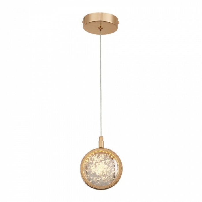 Pendente Sindora Metal Dourado e Cristal 6 watts 3000K Ø120mm QD05108