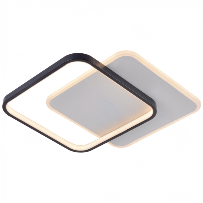 Plafon Sindora 43 watts 3000K Metal Preto Acrílico e Silicone 400mm QX05620

