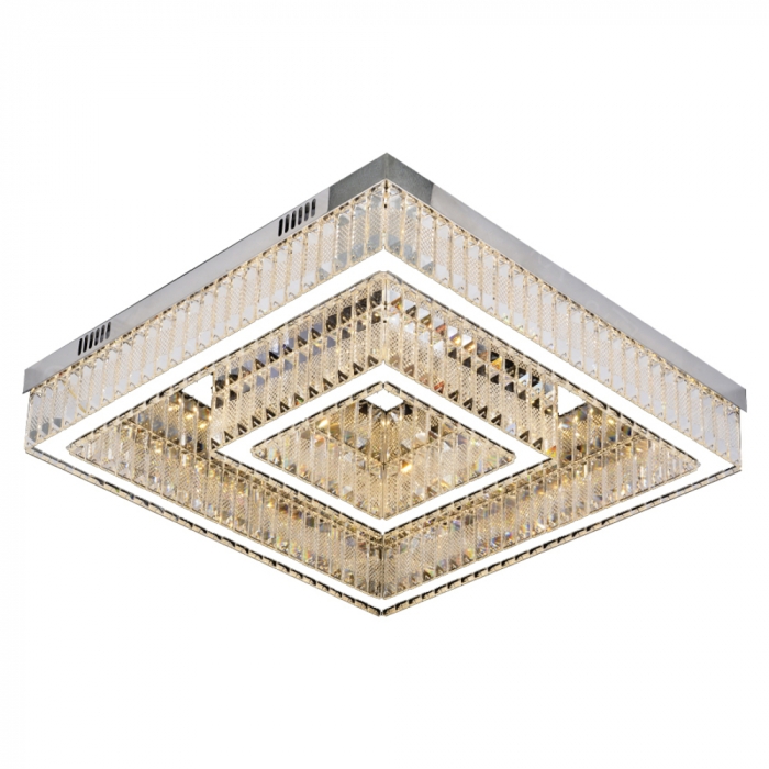 Plafon Sindora Inox Cromado e Cristal 56 watts 3000K 300x600mm DCX00833