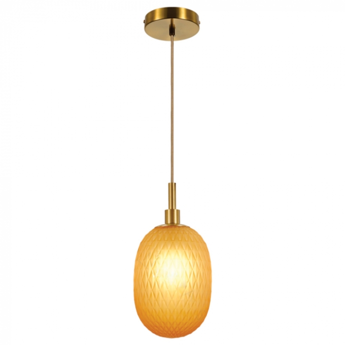 Pendente Sindora 1L E14 Metal Bronze e Vidro Âmbar 150x300mm DCD04092