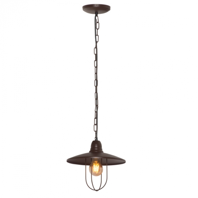 Pendente Biancoluce Chapéu Aberto (Com Grade) - Factory Alumínio Marrom Corten 1L E27 Ø250mm AE38
