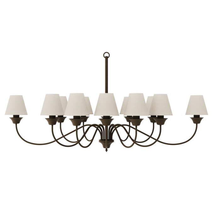 Lustre Foco Metallo Horizontal Cúpulas Tecido 12L E27 1400x780x690mm LU 405/12