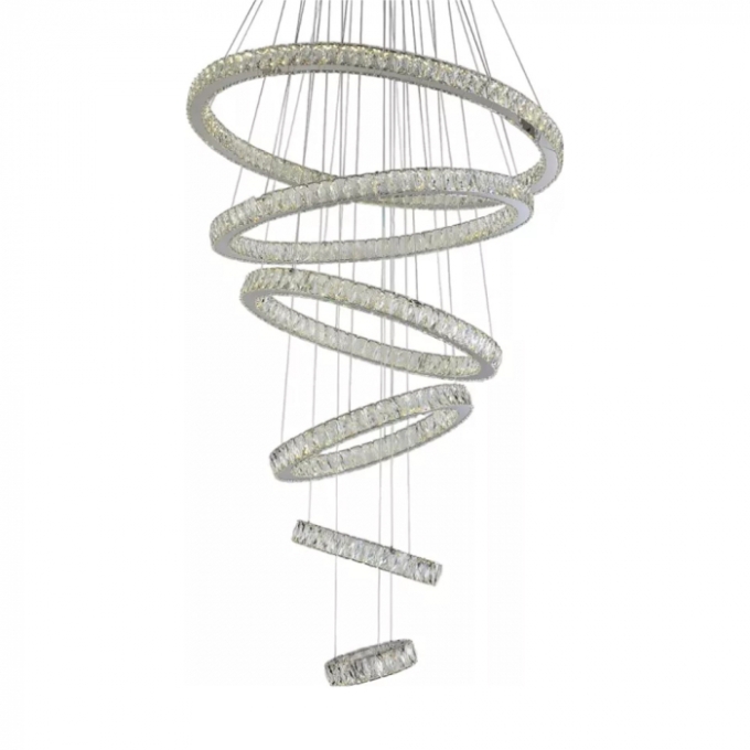 Pendente Sindora Metal Cromado e Cristal 134 watts 3000K 300x500x700x900x1100mm DCD00743