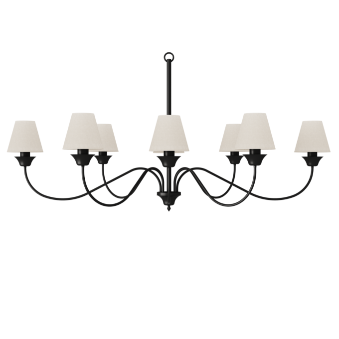 Lustre Foco Metallo Horizontal Cúpulas Tecido 8L E27 1361x765x670mm LU 405/8