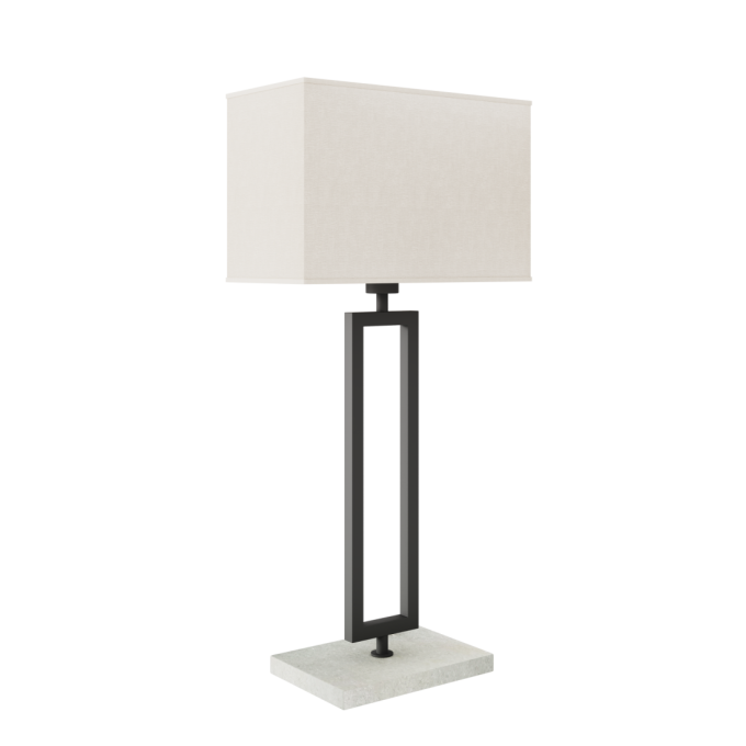 Abajur Foco Metallo Marino Base Mármore Metal e Cúpula Tecido 1L E27 613mm AB 216/BM
