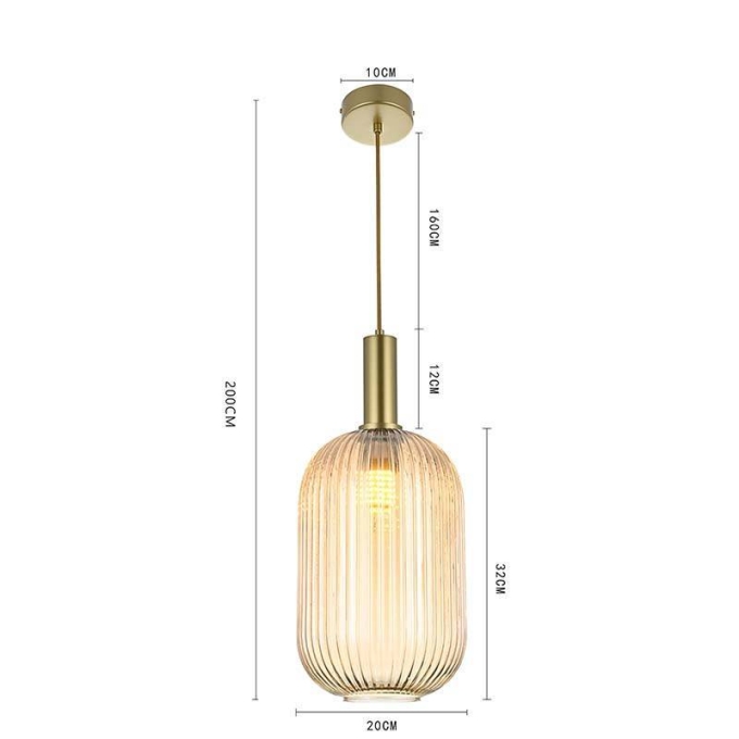 Pendente Nordecor Canne Vis 1L E27 Ouro Champagne 320x200mm 2914