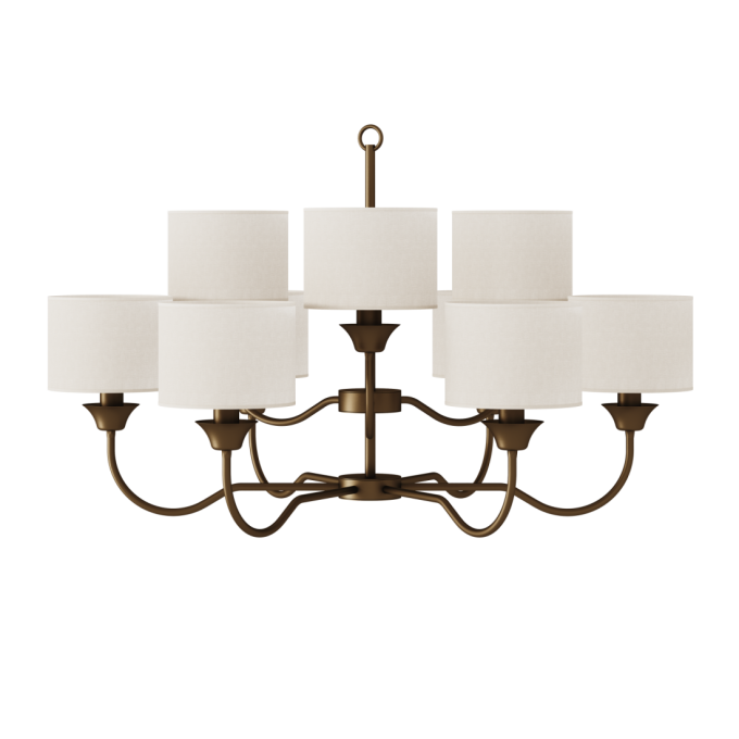 Lustre Foco Metallo Alba Cúpulas Tecido 9L E27 Ø1050x620mm LU 432/9