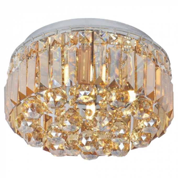 Plafon Sindora Inox Dourado e Cristal Âmbar 4L G9 Ø300x200mm DCX00734
