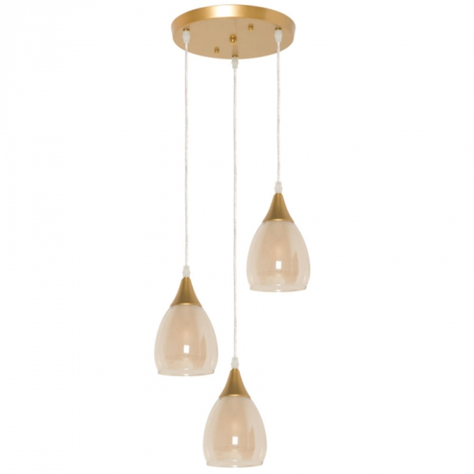 Pendente Biancoluce Avulso Tulip Dourado Metal e Vidro 3L E14 Ø120mm PB012/3 DO