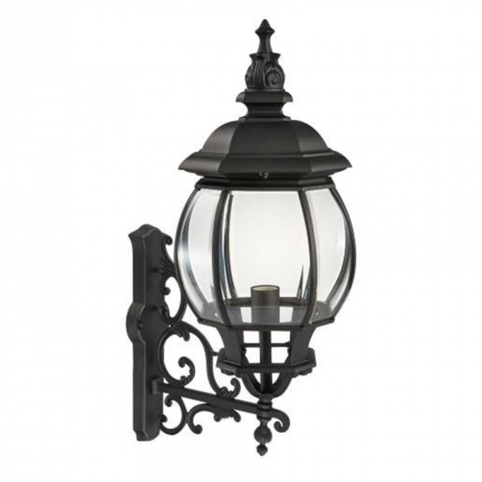 Arandela Biancoluce Clássica Lille Alumínio e Vidro Transp. Preto Fosco 1L E27 395x290x680mm AC201P-G
