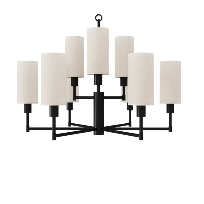 Lustre Foco Metallo Mântua Cúpulas Tecido 9L E27 800x600mm LU 424