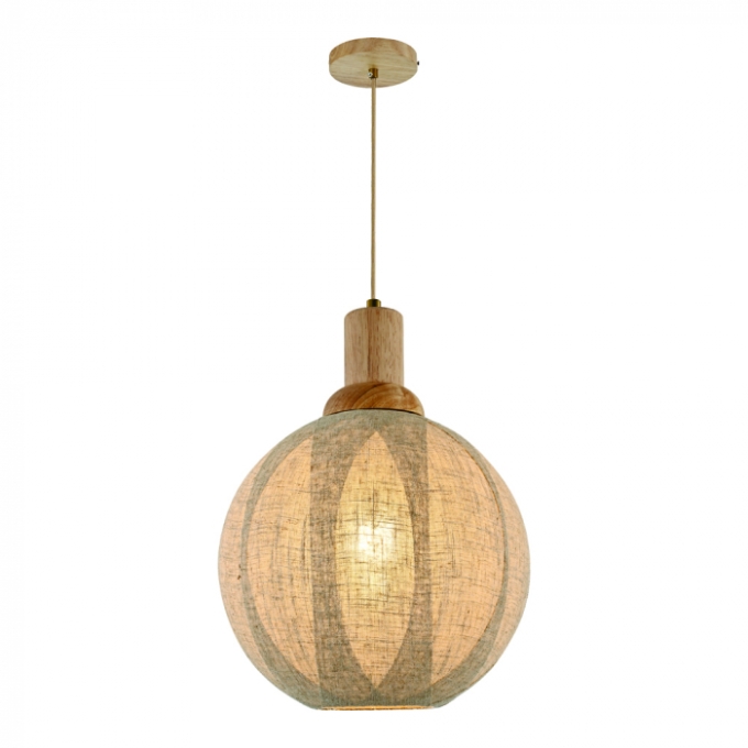 Pendente Sindora 1L E27 Madeira Vidro e Linho Palha Ø250x250x300mm DCD04133