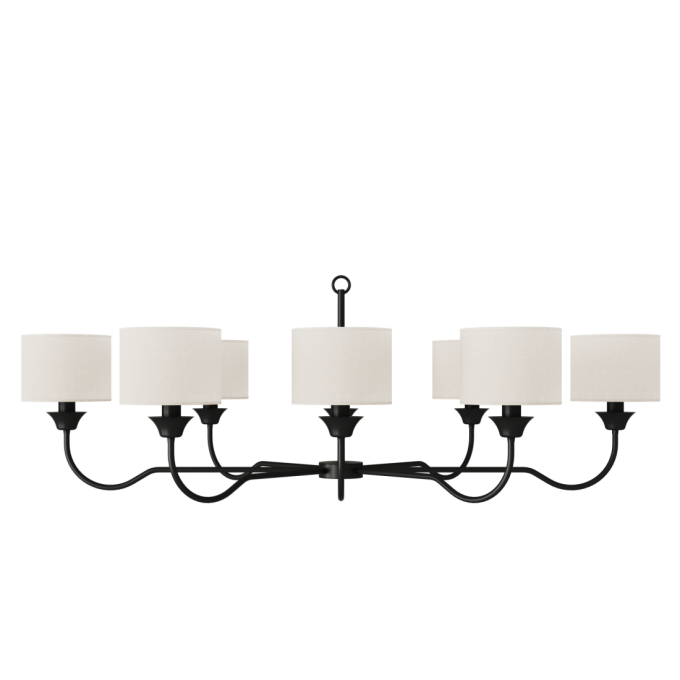 Lustre Foco Metallo Alba Alongado Cúpulas Tecido 8L E27 1450x875x485mm LU 431