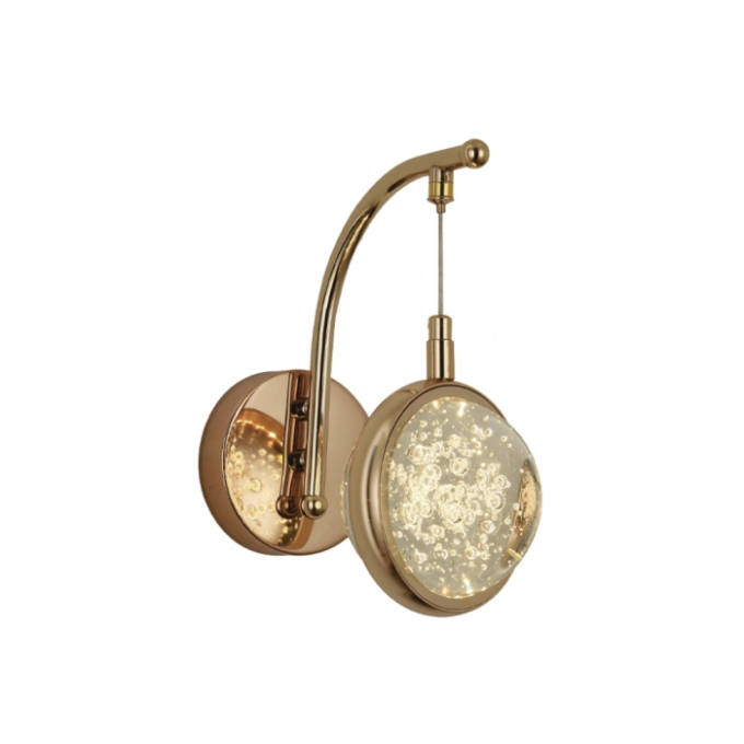 Arandela Sindora 7 watts 3000K Metal Dourado Cristal 120x200mm QB05109