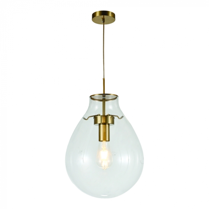 Pendente Sindora 1L E27 Bivolt Metal Bronze e Vidro Transparente Ø400x500mm DCD04131