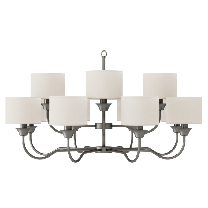 Lustre Foco Metallo Alba Cúpulas Tecido 12L E27 Ø1175x620mm LU 432/12