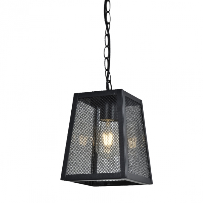 Pendente Biancoluce Moderna London Aço e Vidro Transparente Bisotê Preto Fosco 1L E27 227x180mm AM402T-M 
