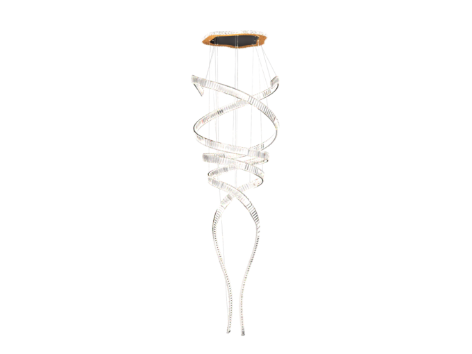 Lustre Dna Lustres Streamer Duplo Bailarina Dourado 300 watts 3000K Ø900x2500mm 