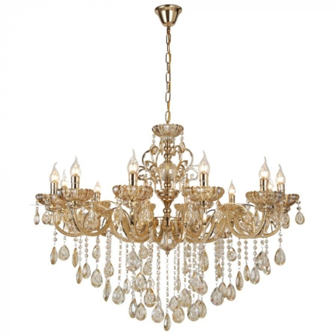 Pendente Sindora Metal Dourado e Cristal Âmbar 8L E14 750x800mm DCD00409-8