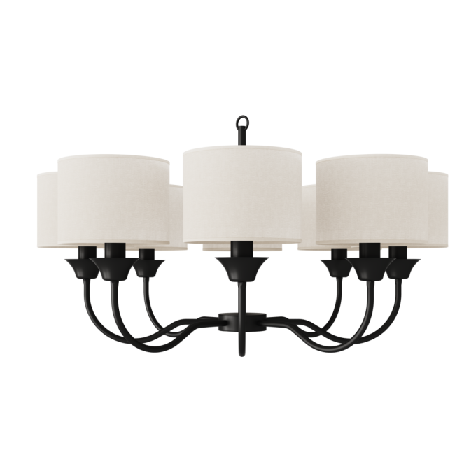 Lustre Foco Metallo Alba Cúpulas Tecido 8L E27 Ø865x484mm LU 432/8
