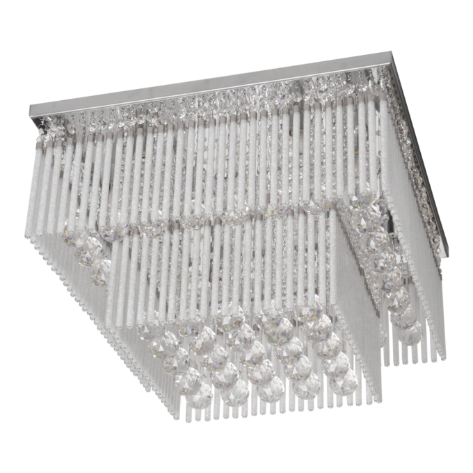 Plafon DNA Lustre Xangai Cristais Transparentes 2 Andares 21L G9 1000x1000x300mm 