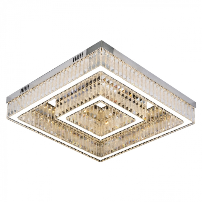 Plafon Sindora Inox Cromado e Cristal 56 watts 3000K 300x600mm DCX00833