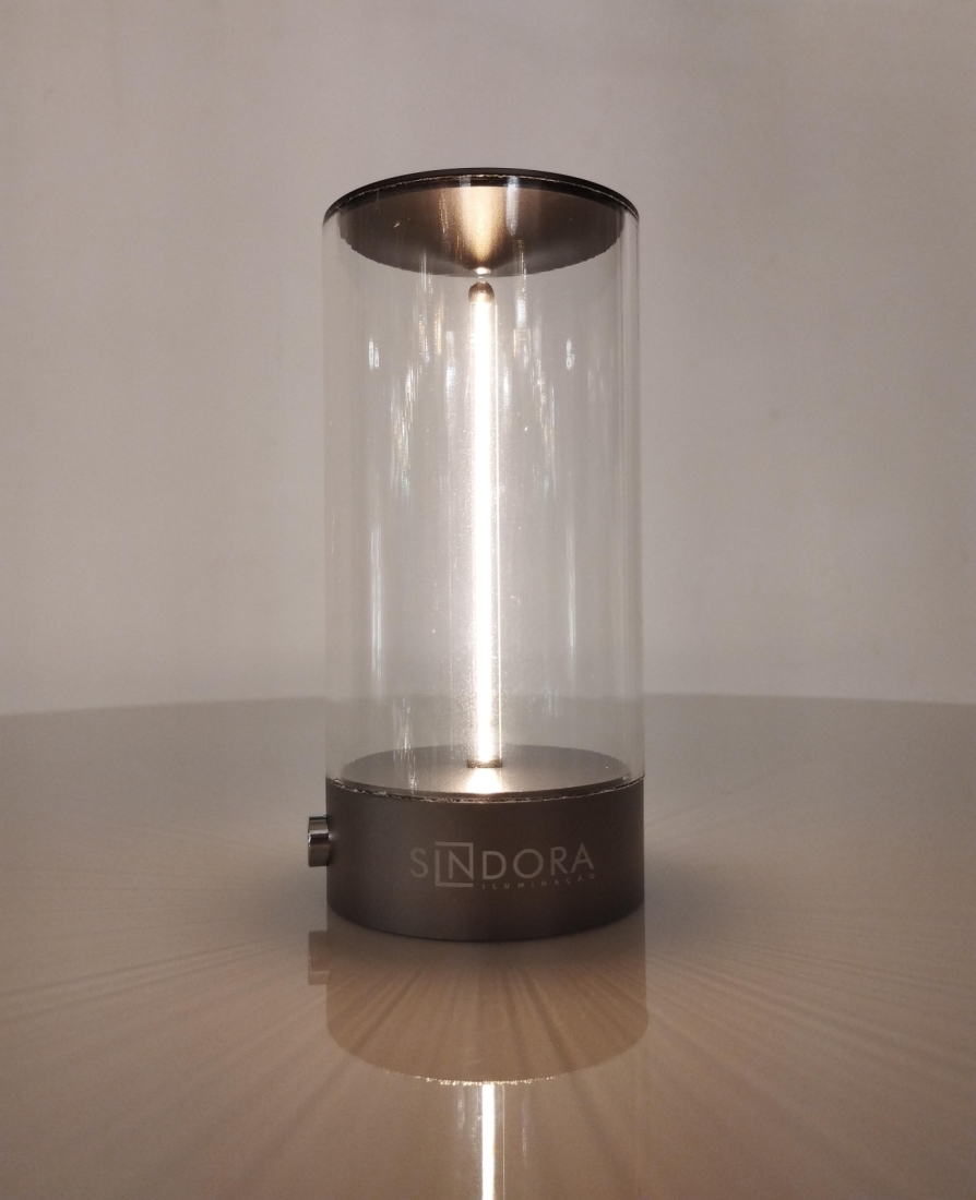Abajur Sindora Preto USB Bateria Recarregável 3 watts 3000K Bivolt Ø85x140mm DCY02521