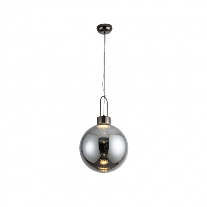 Pendente Flavo Vetri Metal Preto Perolizado Vidro Fumê 5 watts 3000K Ø400X590mm FP1270PP