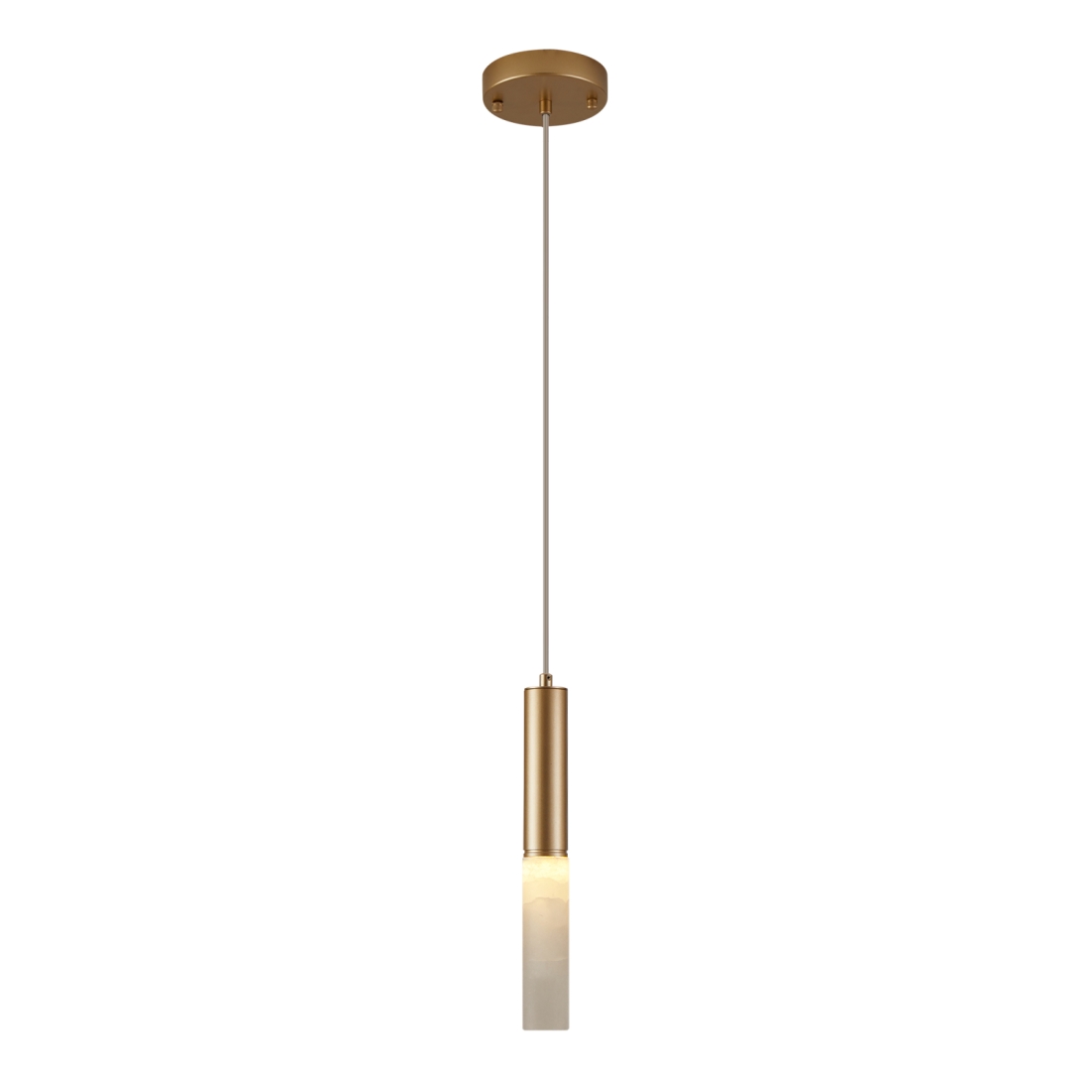 Pendente Nordecor Zana 3 watts 3000K Ouro Champagne e Mármore IP20 Bivolt Ø40x300mm 2921