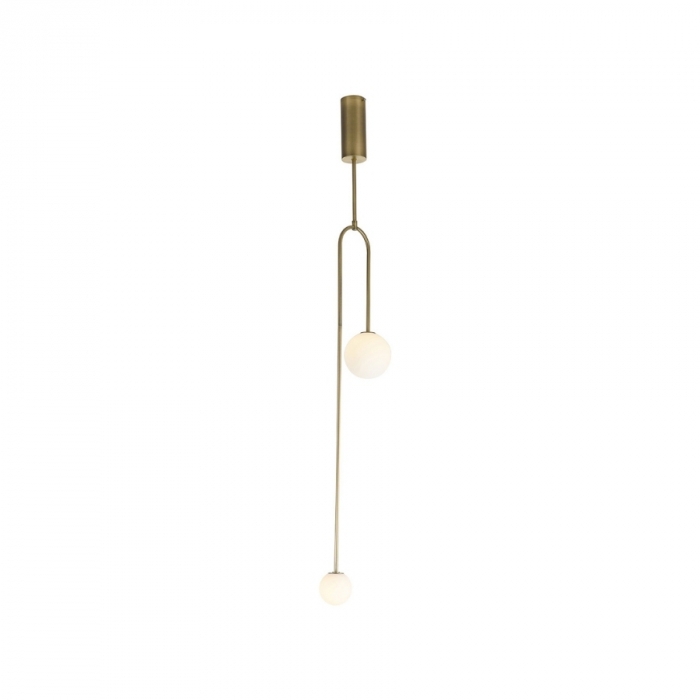 Pendente Flavo Verticalli Metal Dourado Fosco Vidro Leitoso 2L G9 1600X250X100mm FP1210DF