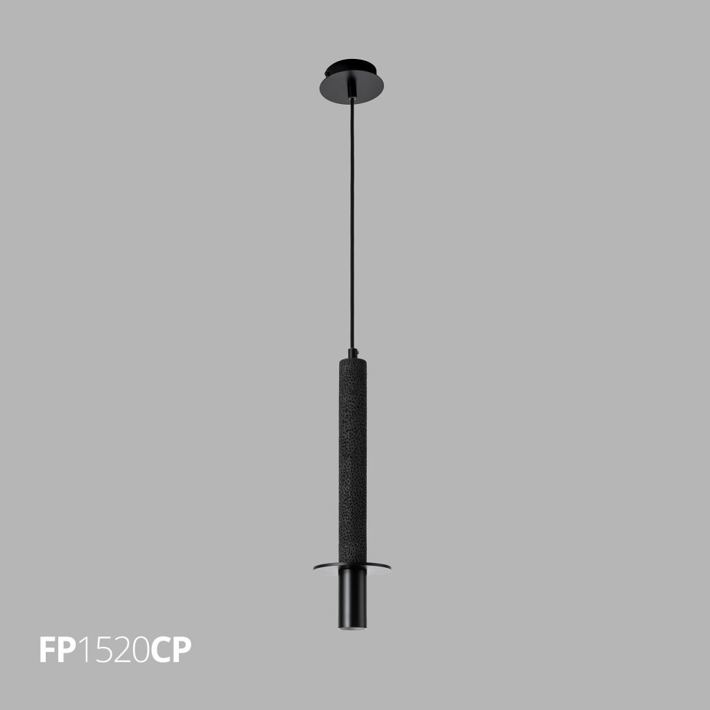 Pendente Flavo Concretizzato Metal Preto Fosco e Concreto 1L GU10 Ø100X363mm FP1520CP
