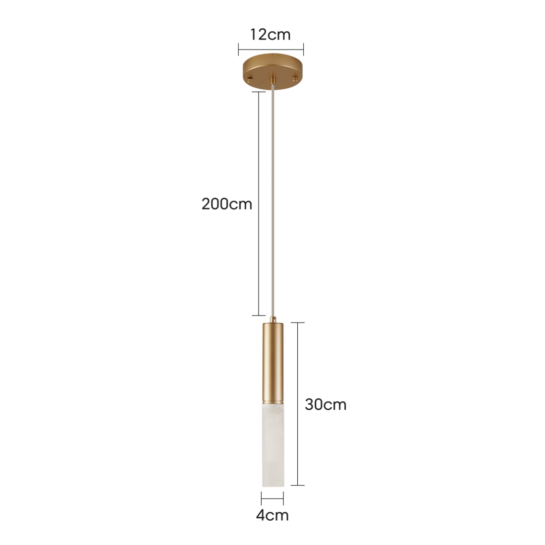 Pendente Nordecor Zana 3 watts 3000K Ouro Champagne e Mármore IP20 Bivolt Ø40x300mm 2921