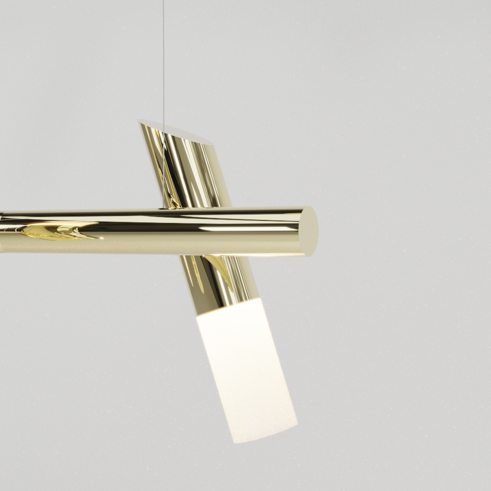 Pendente Golden Art Taq 5L Mini Dicróica 1300x320x320mm T2422-5PI (Designer Tadeu Omae)