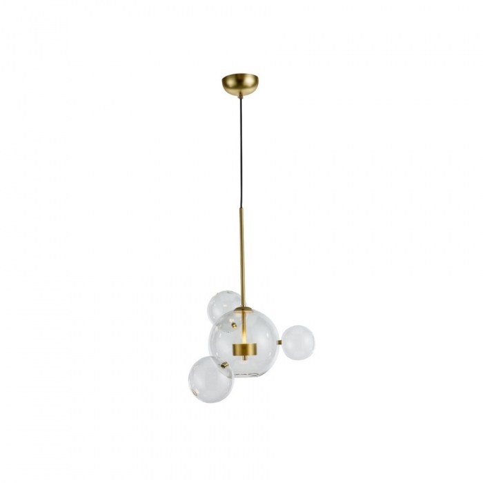 Pendente Flavo Vetri Metal Dourado Fosco Vidro Transparente 6 watts 3000K Ø480X690mm FP1120DF