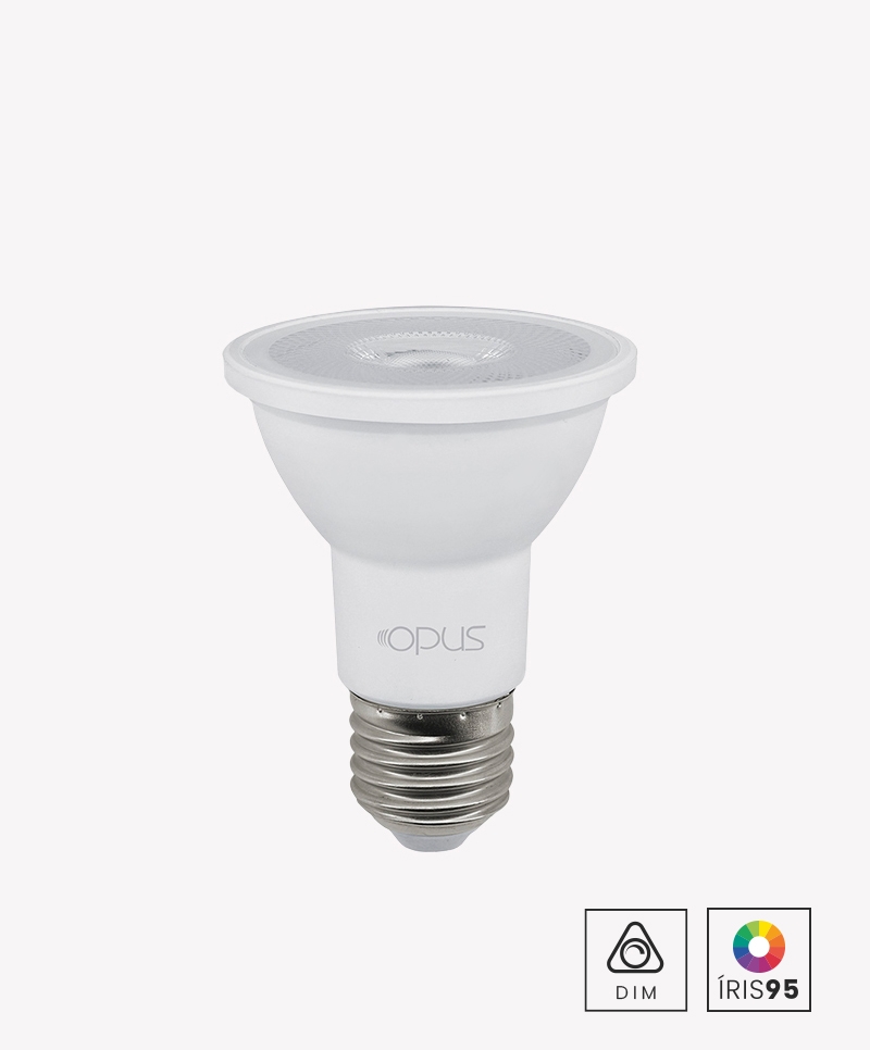 Lâmpada Opus LED PAR20 Dimerizavel 7 watts 2700K 40° IRC95 127V Ø63x81mm OPS 86060