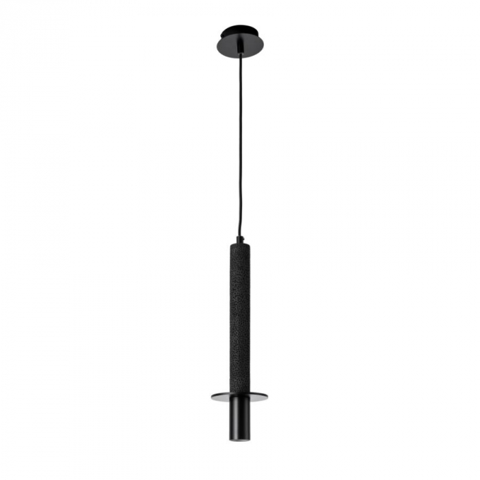 Pendente Flavo Concretizzato Metal Preto Fosco e Concreto 1L GU10 Ø100X363mm FP1520CP
