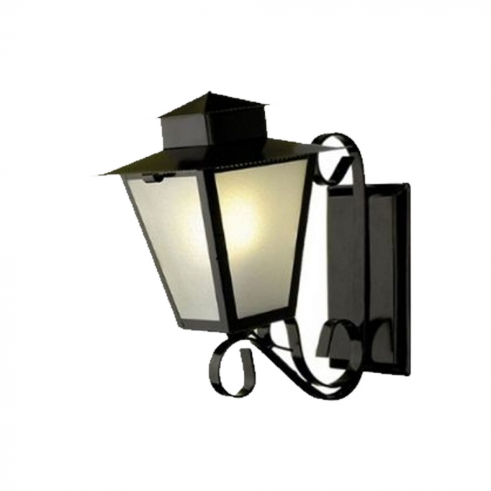 Arandela Ideal Colonial Quadrada Média Aço Fosfatizado e Vidro Transparente 1L E27 350x200x320mm L-5-B VT